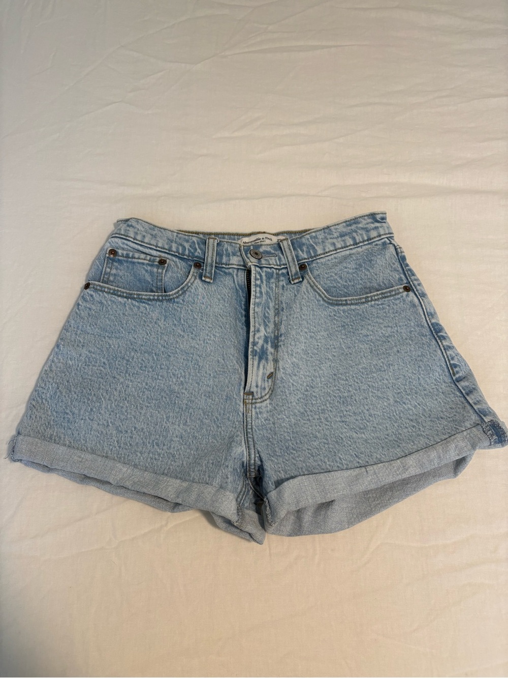 Abercrombie & Fitch Light Blue High-Rise Denim Shorts